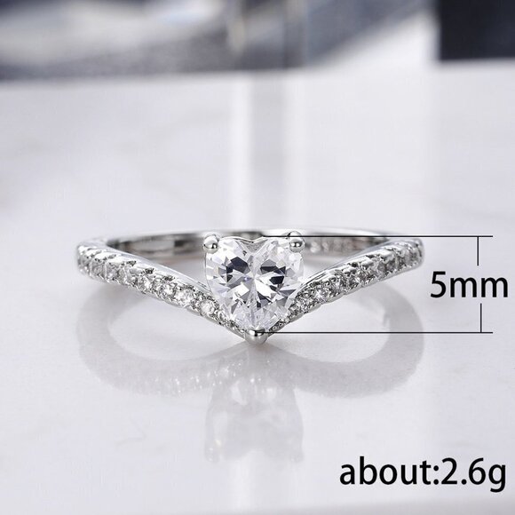 Sweet Pure CZ Cubic Twisted Lovely Diamonds Heart Rings for Women, MARR9071 - Picture 3 of 3